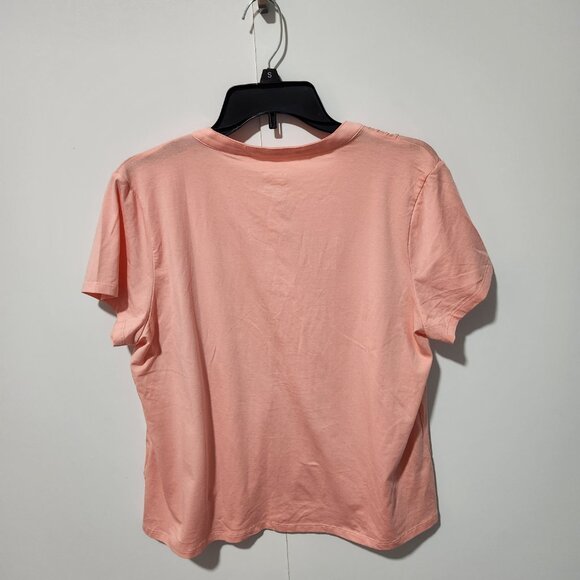 Lands' End Women's Light Weight Short Sleeve Top Shirt Pleats Pink Peach Large - Picture 7 of 7